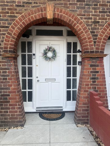 Welcoming arched front entrance